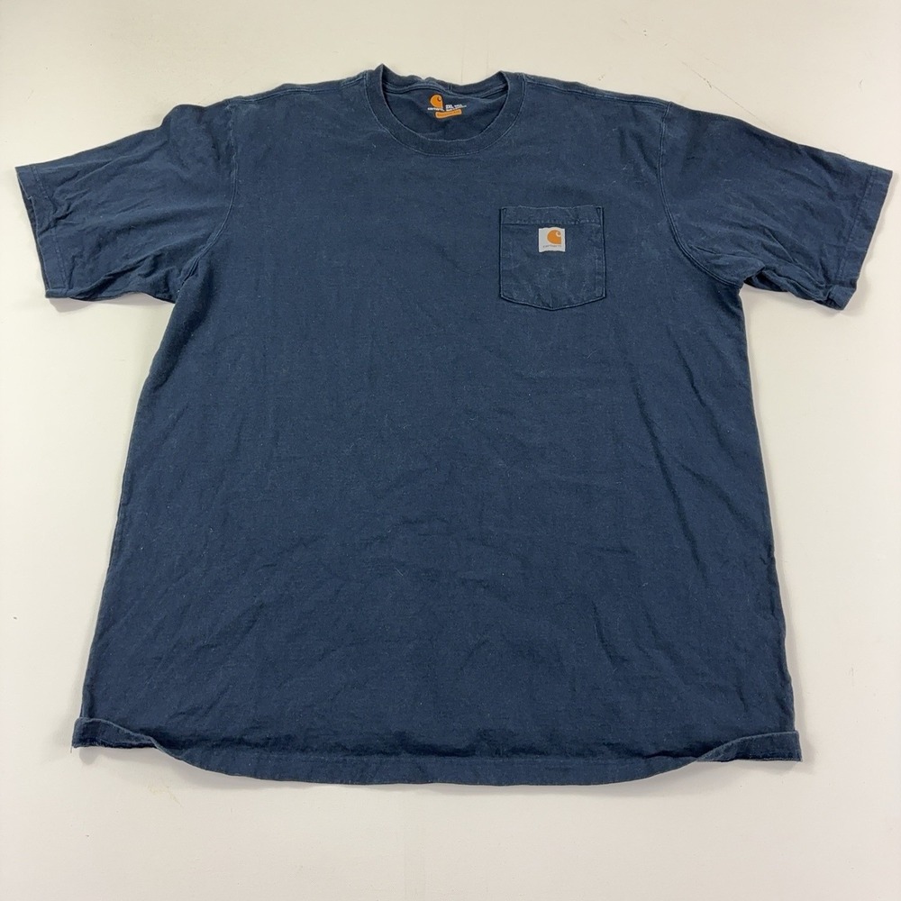 Carhartt Shirt Mens 2XLT Tall Blue K87 Pocket Original Fit Workwear Tee Cotton